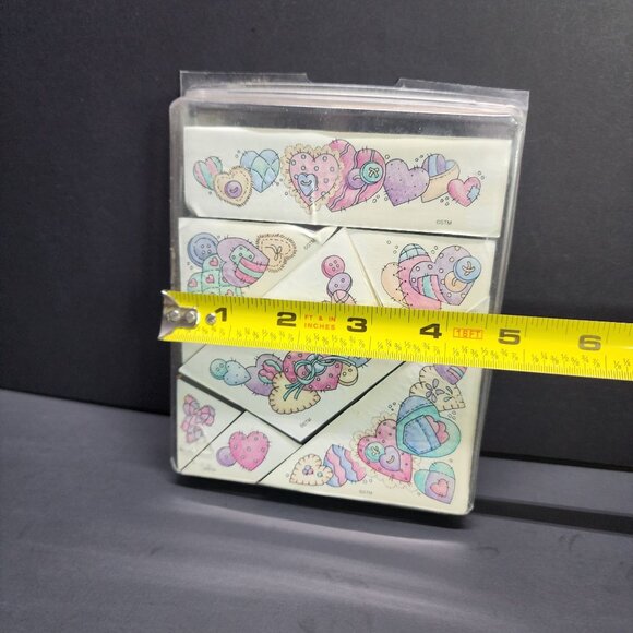 Stampendous Patchwork Heart Foam Mounted  Rubber Stamps - Set Of 7 - Picture 4 of 4